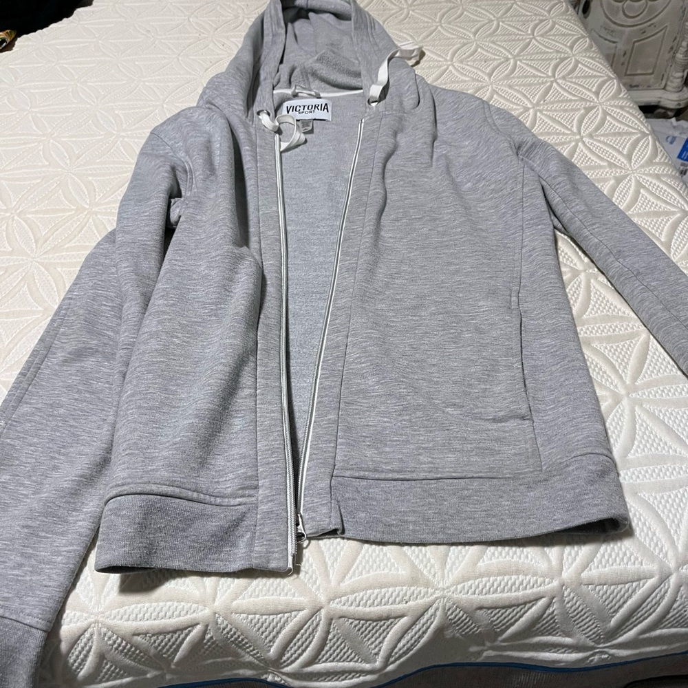 Victoria's Secret Light Gray Zip-Up Hoodie Sweater